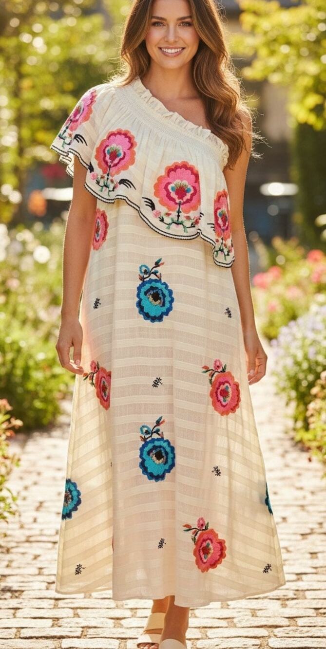 Plenty by Tracy Reese Embroidered One Shoulder Sundress